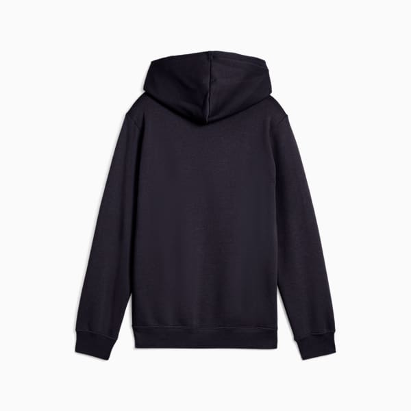 Navy PUMA hoodie, for adults, featuring a classic hood and long sleeves.