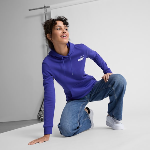 Sudadera con capucha ESS Small Logo para mujer, Lapis Lazuli, extralarge