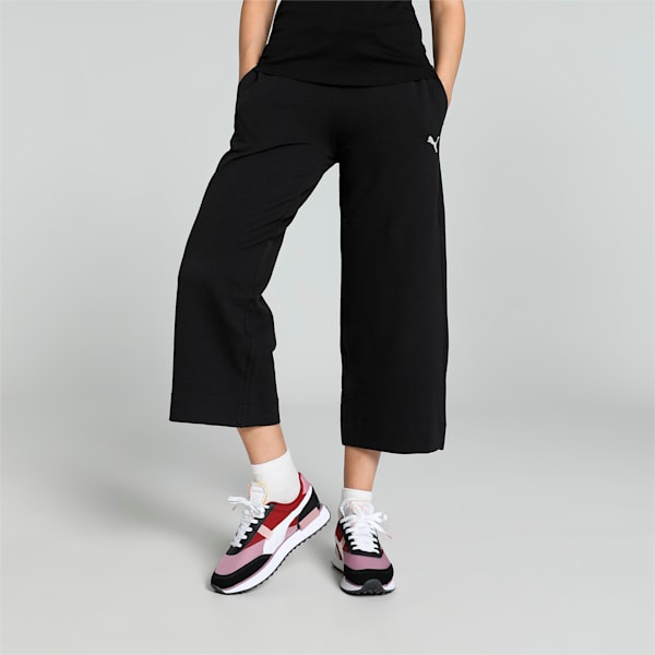 Women's Wide-Leg 7/8 Pants, PUMA Black, extralarge-IND