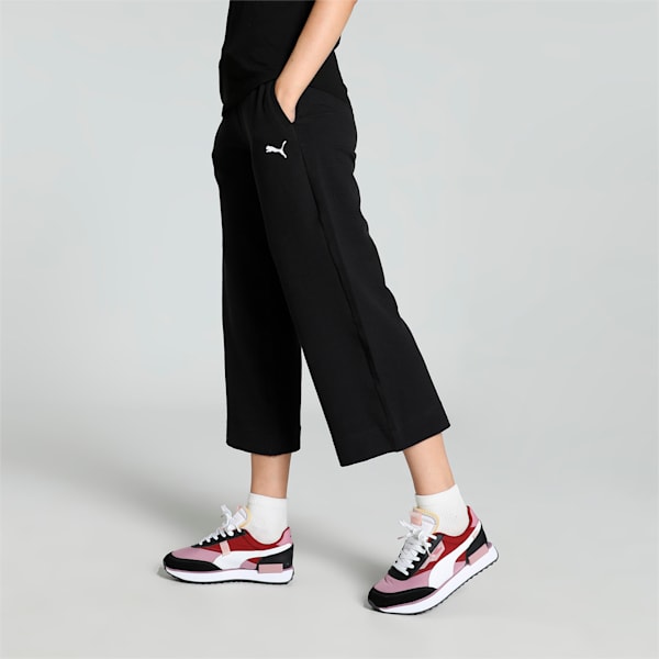 Women's Wide-Leg 7/8 Pants, PUMA Black, extralarge-IND