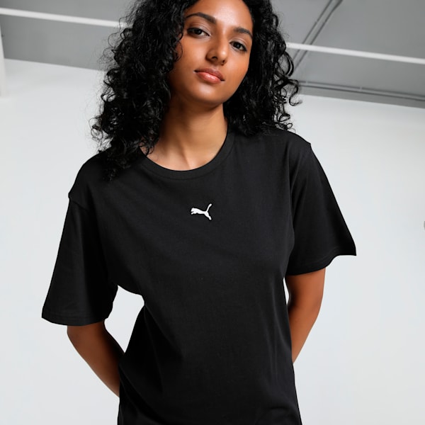 Women's Relaxed Fit Tee, PUMA Black, extralarge-IND