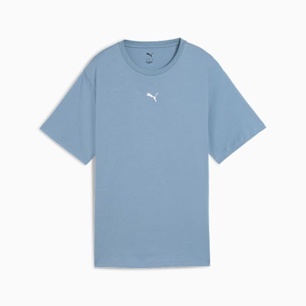 Blue PUMA T-shirt for adults with a round neck and short sleeves.