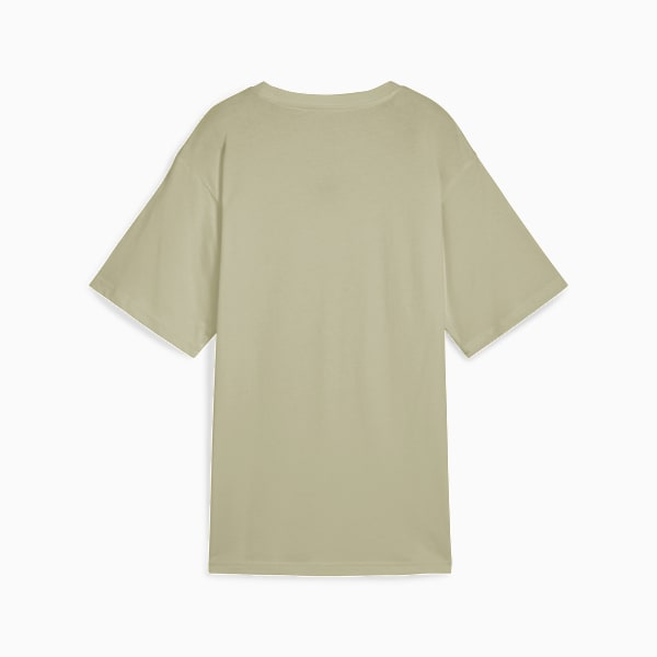 Khaki PUMA T-shirt for adults with short sleeves and a round neck.