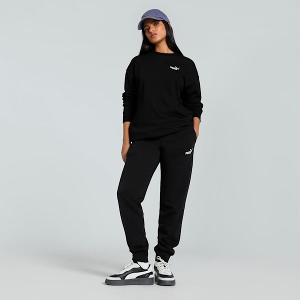Small No. 1 Logo Women's Relaxed Fit Crew-Neck Sweater, PUMA Black, extralarge-IND