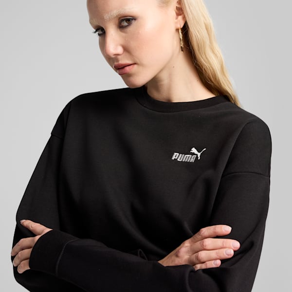 Essentials Small No. 1 Logo Women's Relaxed Crew Sweater, PUMA Black, extralarge