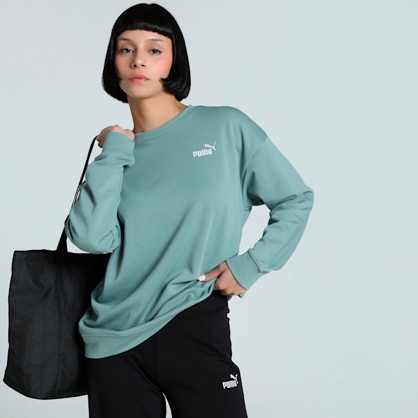 Small No. 1 Logo Women's Relaxed Fit Crew-Neck Sweater, Green Moon, extralarge-IND