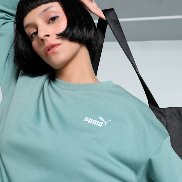 Small No. 1 Logo Women's Relaxed Fit Crew-Neck Sweater, Green Moon, extralarge-IND