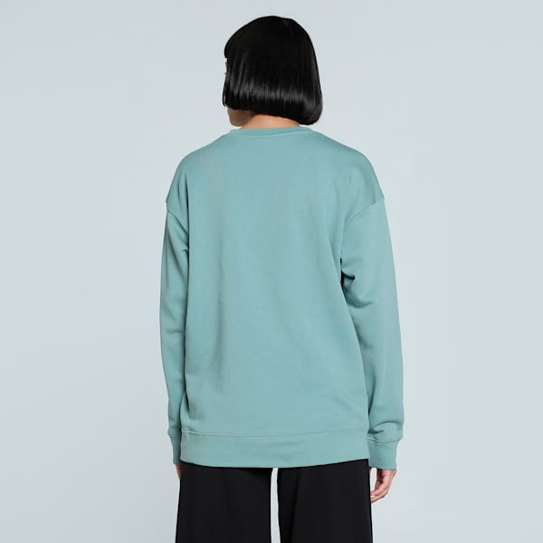 Small No. 1 Logo Women's Relaxed Fit Crew-Neck Sweater, Green Moon, extralarge-IND
