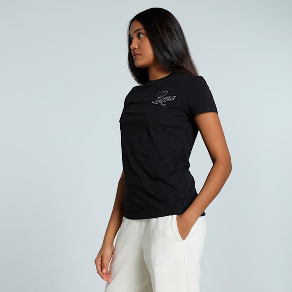 SCRIPT Women's Tee, PUMA Black, extralarge-IND