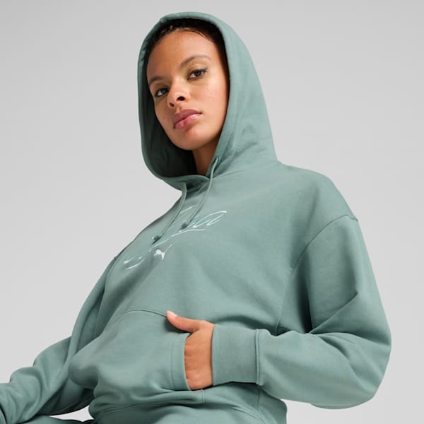 Essentials Script Women's Comfort Hoodie, Green Moon, extralarge