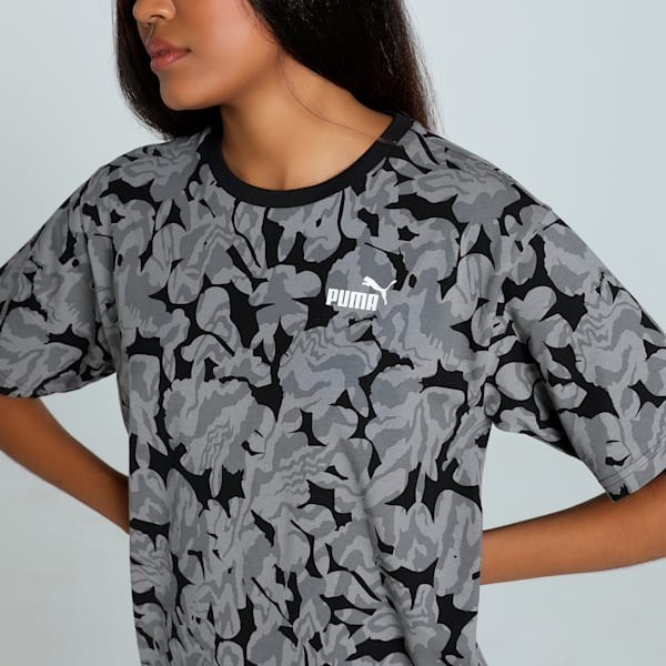 NATURE 2.0 Women's Relaxed Fit Printed Tee, PUMA Black, extralarge-IND