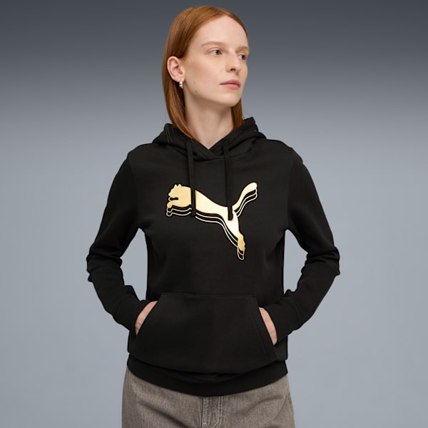 Metallic Hoodie Women, PUMA Black-Metallic Gold, extralarge