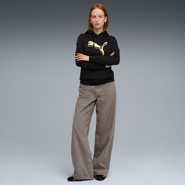 Metallic Hoodie Women, PUMA Black-Metallic Gold, extralarge