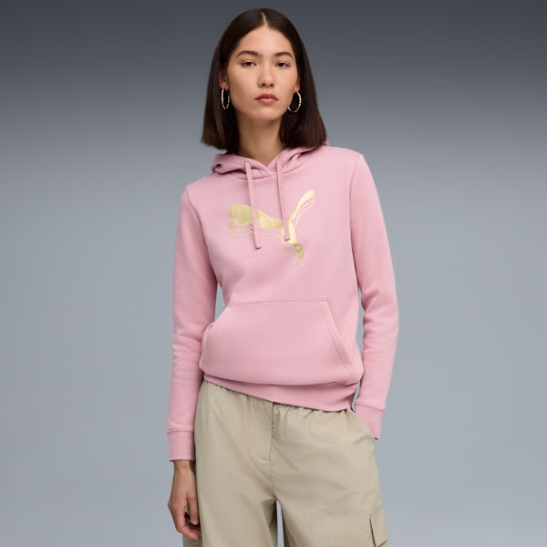 Chandail à capuchon métallique Femme, Poised Pink-metallic gold, extralarge
