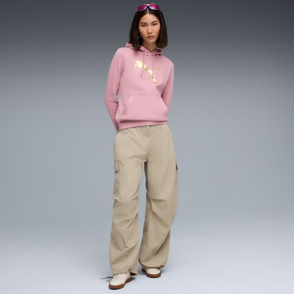 Chandail à capuchon métallique Femme, Poised Pink-metallic gold, extralarge