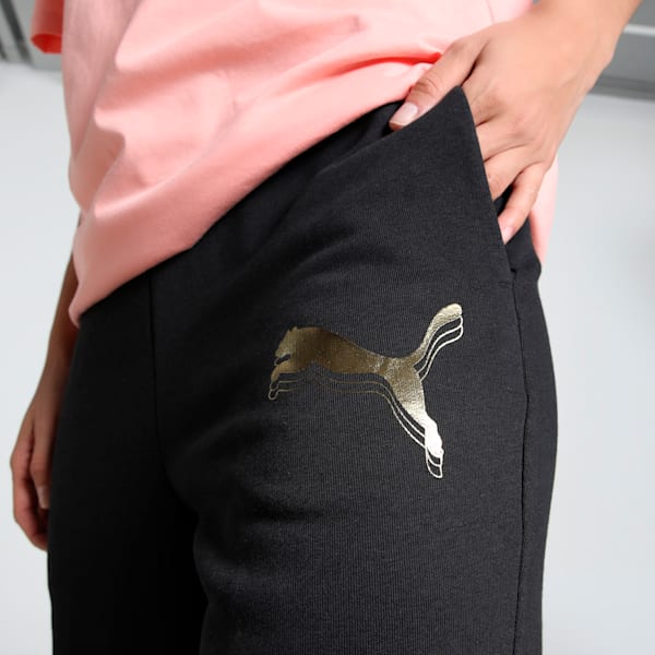 METALLIC Women's Sweat Pants, PUMA Black-Metallic Gold, extralarge-IND