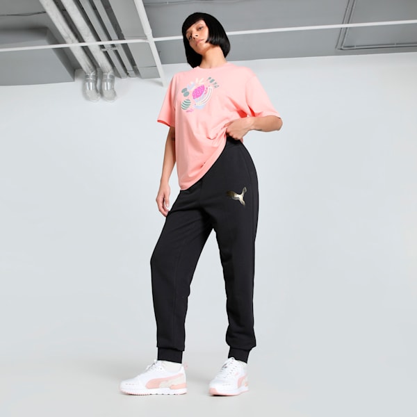 METALLIC Women's Sweat Pants, PUMA Black-Metallic Gold, extralarge-IND