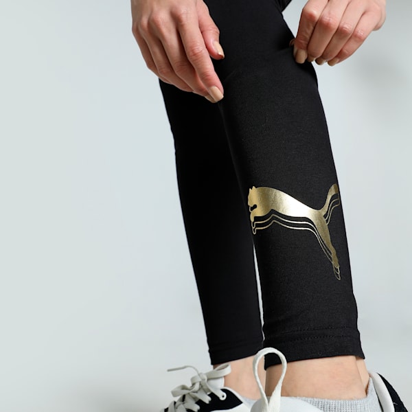 METALLIC Women's Leggings, PUMA Black-Metallic Gold, extralarge-IND