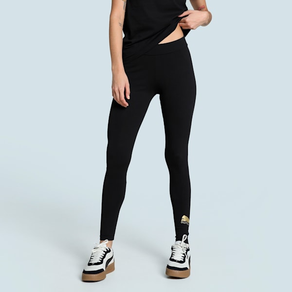 METALLIC Women's Leggings, PUMA Black-Metallic Gold, extralarge-IND