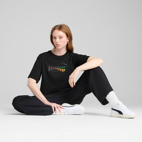 LOVE UNITED Women's Relaxed Fit Tee, PUMA Black, extralarge-IND