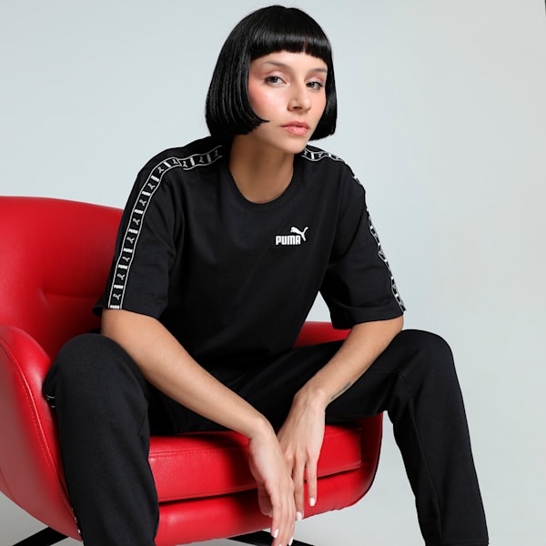 TAPE Women's Relaxed Fit Tee, PUMA Black, extralarge-IND
