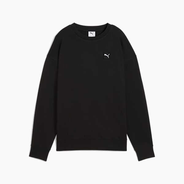 Essentials Elevated Women's Comfort Crew Sweatshirt, PUMA Black, extralarge-IND