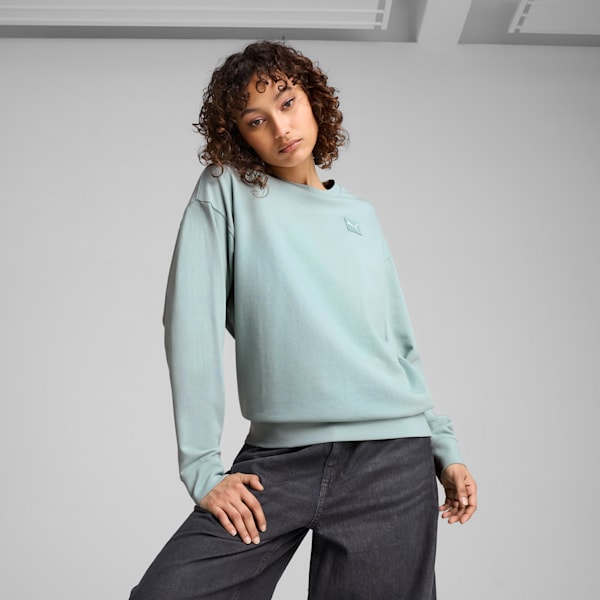 Essentials Elevated Women's Comfort Crew Sweatshirt, Modern Mint, extralarge
