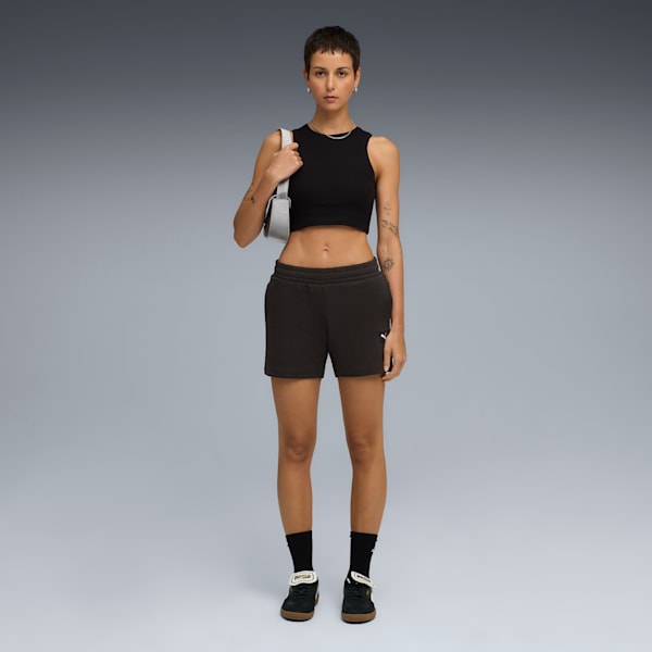 Shorts para mujer Essentials Elevated de tiro medio de 5 pulgadas, PUMA Black, extralarge
