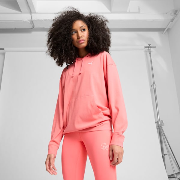 ESS ELEVATED Comfort Rib Hoodie Women, Peach Frost, extralarge