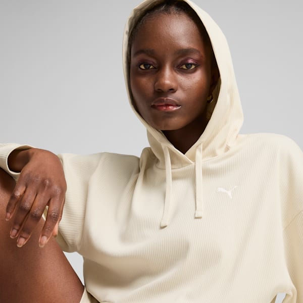 ESS ELEVATED Comfort Rib Hoodie Women, Alpine Snow, extralarge