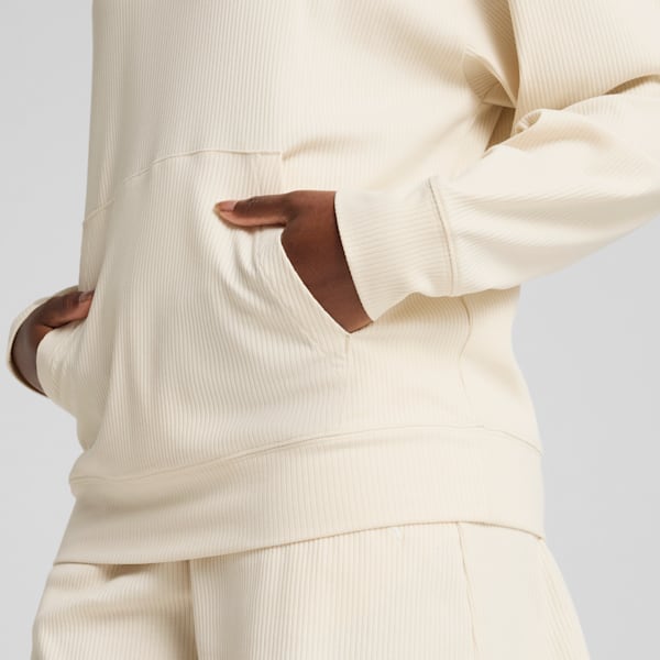 ESS ELEVATED Comfort Rib Hoodie Women, Alpine Snow, extralarge