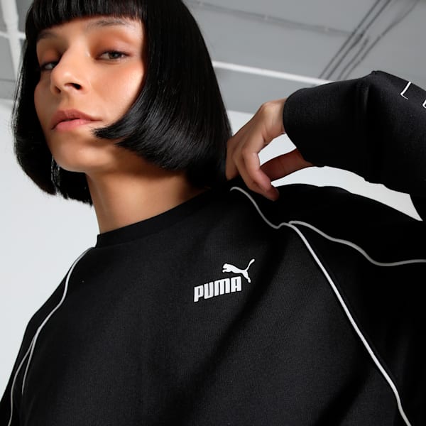 SPORT Women's Relaxed Fit Crew-Neck Sweater, PUMA Black, extralarge-IND