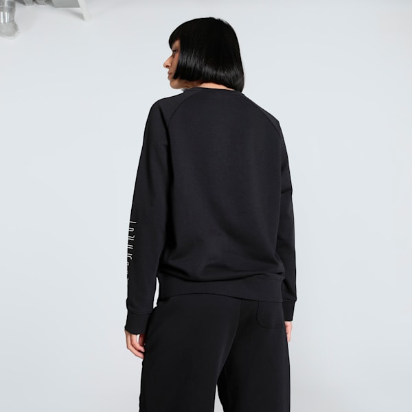SPORT Women's Relaxed Fit Crew-Neck Sweater, PUMA Black, extralarge-IND