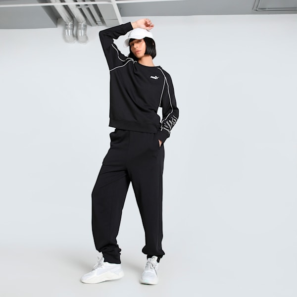 SPORT Women's Relaxed Fit Crew-Neck Sweater, PUMA Black, extralarge-IND