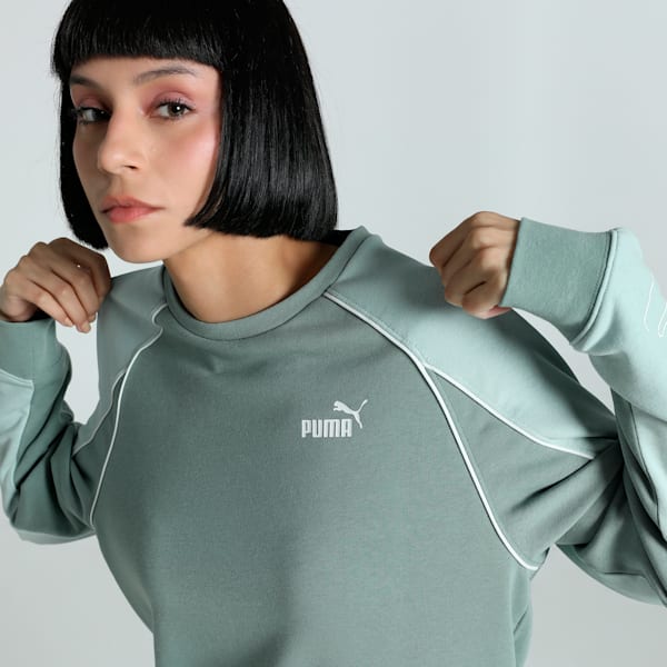 SPORT Women's Relaxed Fit Crew-Neck Sweater, Green Moon, extralarge-IND