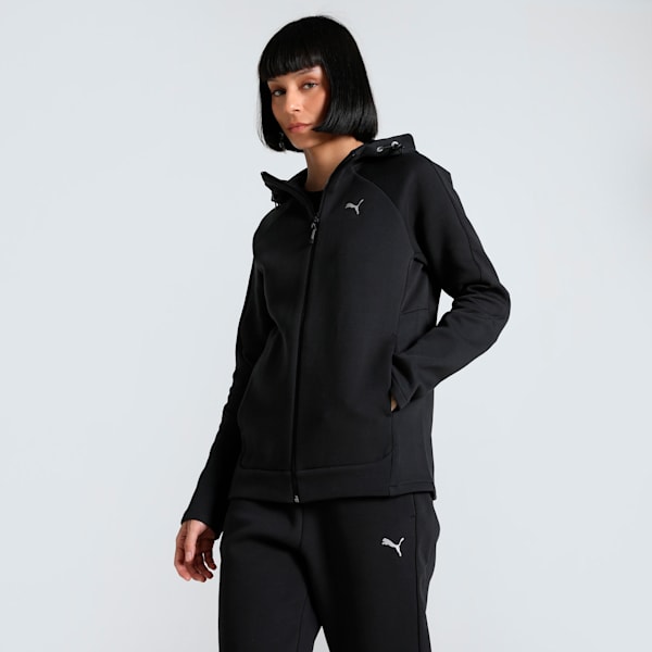 EVOSTRIPE Women's Full-Zip Hoodie, PUMA Black, extralarge-IND