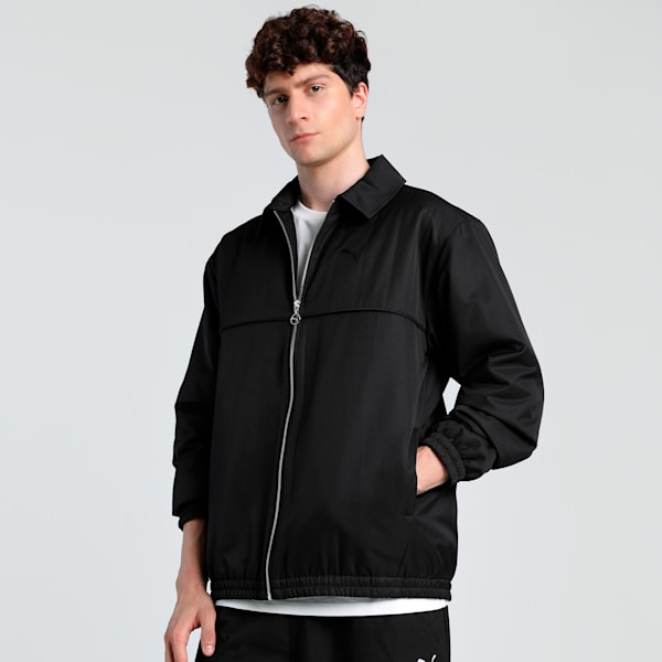 WARDROBE Essentials Oversized Fit Retro Football Jacket, PUMA Black, extralarge-IND