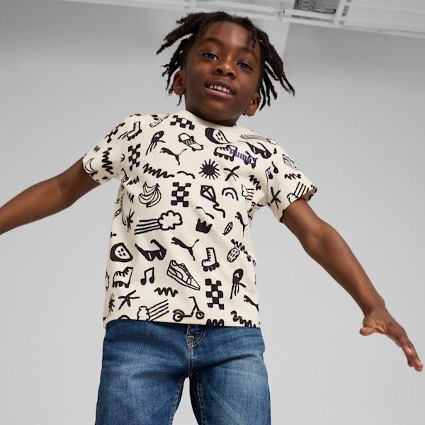 Sandy Adventures Little Kids' All-Over Print Tee, Alpine Snow, extralarge