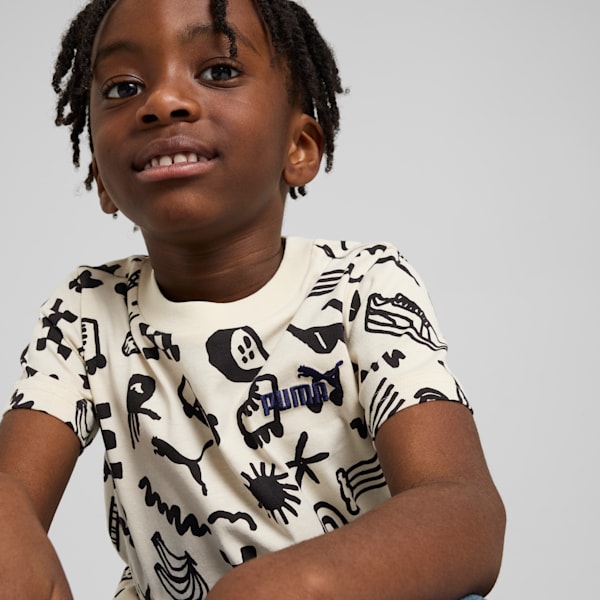Sandy Adventures Little Kids' All-Over Print Tee, Alpine Snow, extralarge