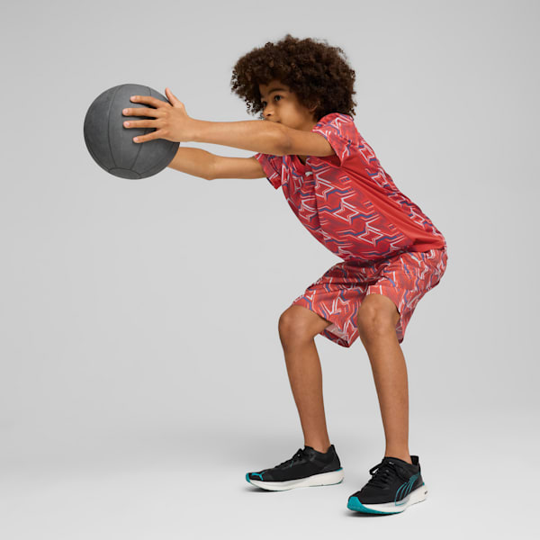 Youth Poly Training Tee, Red Fire, extralarge-IND