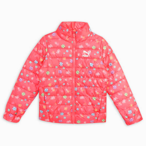 Classics Bubble Bloom Girl's Jacket, Salmon-AOP, extralarge-IND