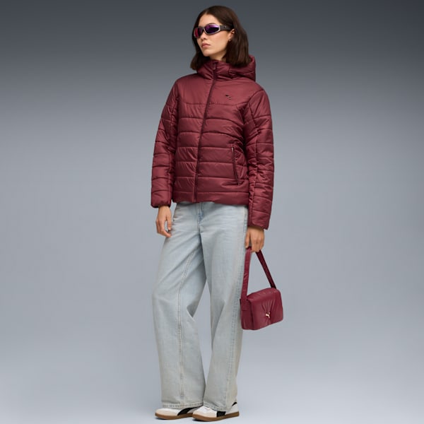 ESS Hooded Padded Jacket Women, Ruby Shimmer, extralarge