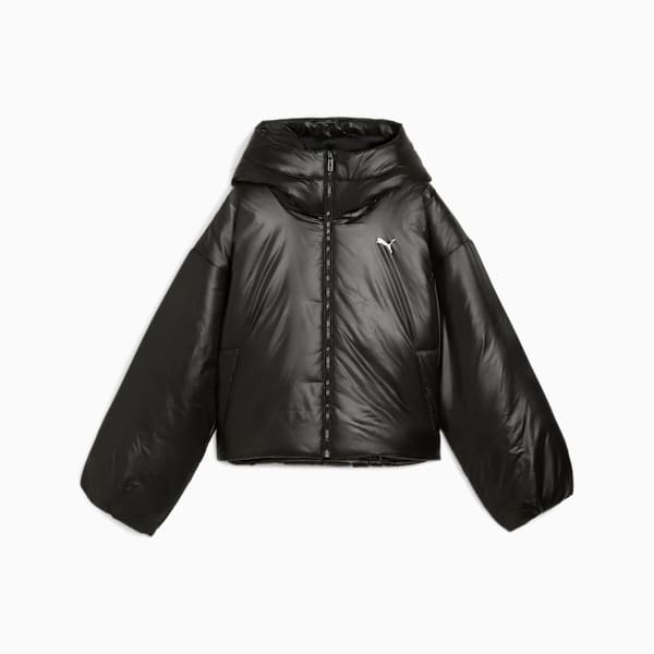 Shiny Hooded Padded Jacket Women, PUMA Black, extralarge