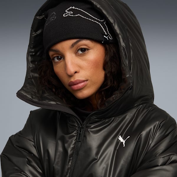 Wardrobe Essentials Shiny Hooded Padded Jacket Women, PUMA Black, extralarge-GBR