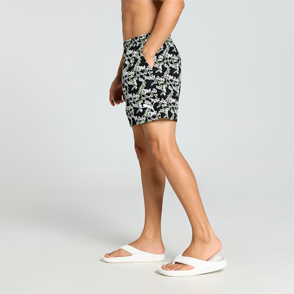 Men's Printed Woven Boxers with Side Pocket-Pack of 1, PUMA Black-Spring Fern-PUMA White, extralarge-IND