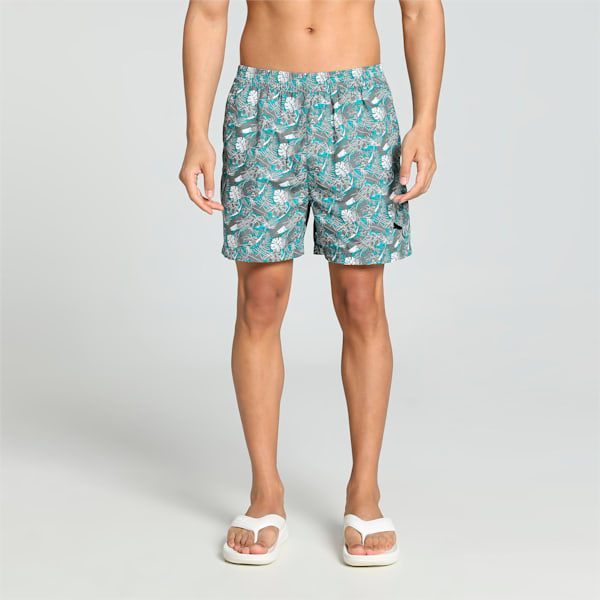 Men's Printed Woven Boxers with Side Pocket-Pack of 1, Deep Aqua-Smokey Gray, extralarge-IND