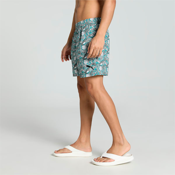 Men's Printed Woven Boxers with Side Pocket-Pack of 1, Deep Aqua-Smokey Gray, extralarge-IND