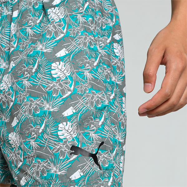 Men's Printed Woven Boxers with Side Pocket-Pack of 1, Deep Aqua-Smokey Gray, extralarge-IND