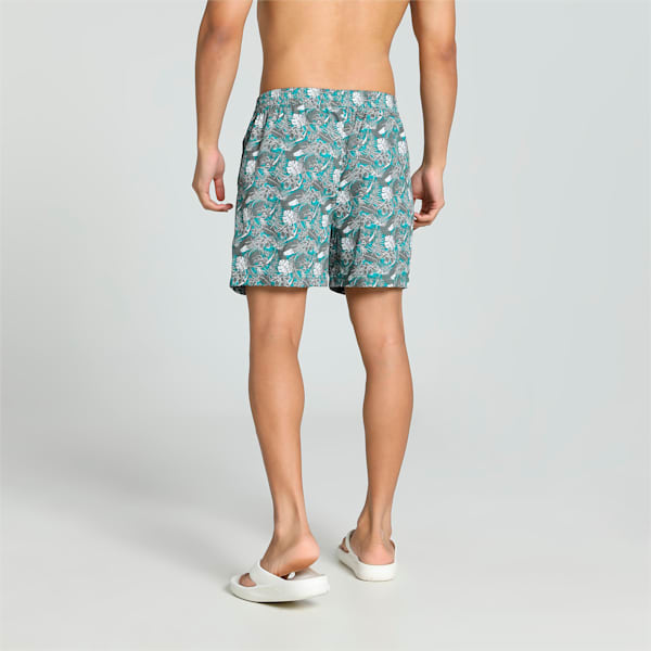 Men's Printed Woven Boxers with Side Pocket-Pack of 1, Deep Aqua-Smokey Gray, extralarge-IND