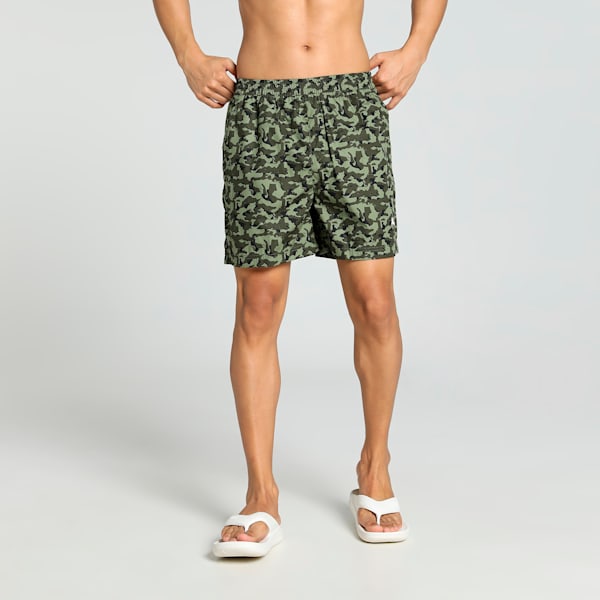 Men's Printed Woven Boxers with Side Pocket-Pack of 1, PUMA Black-Forest Green-Olivine, extralarge-IND